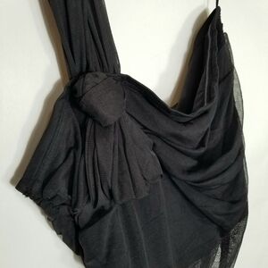 Maeve By Anthropologie One Shoulder Crop Top Women's Large Black Bow Stretch